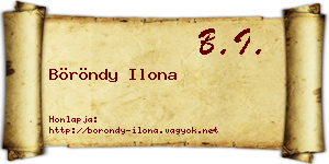Böröndy Ilona névjegykártya